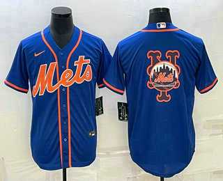 Mens New York Mets Big Logo Navy Blue Cool Base Stitched Baseball Jerseys->new york mets->MLB Jersey